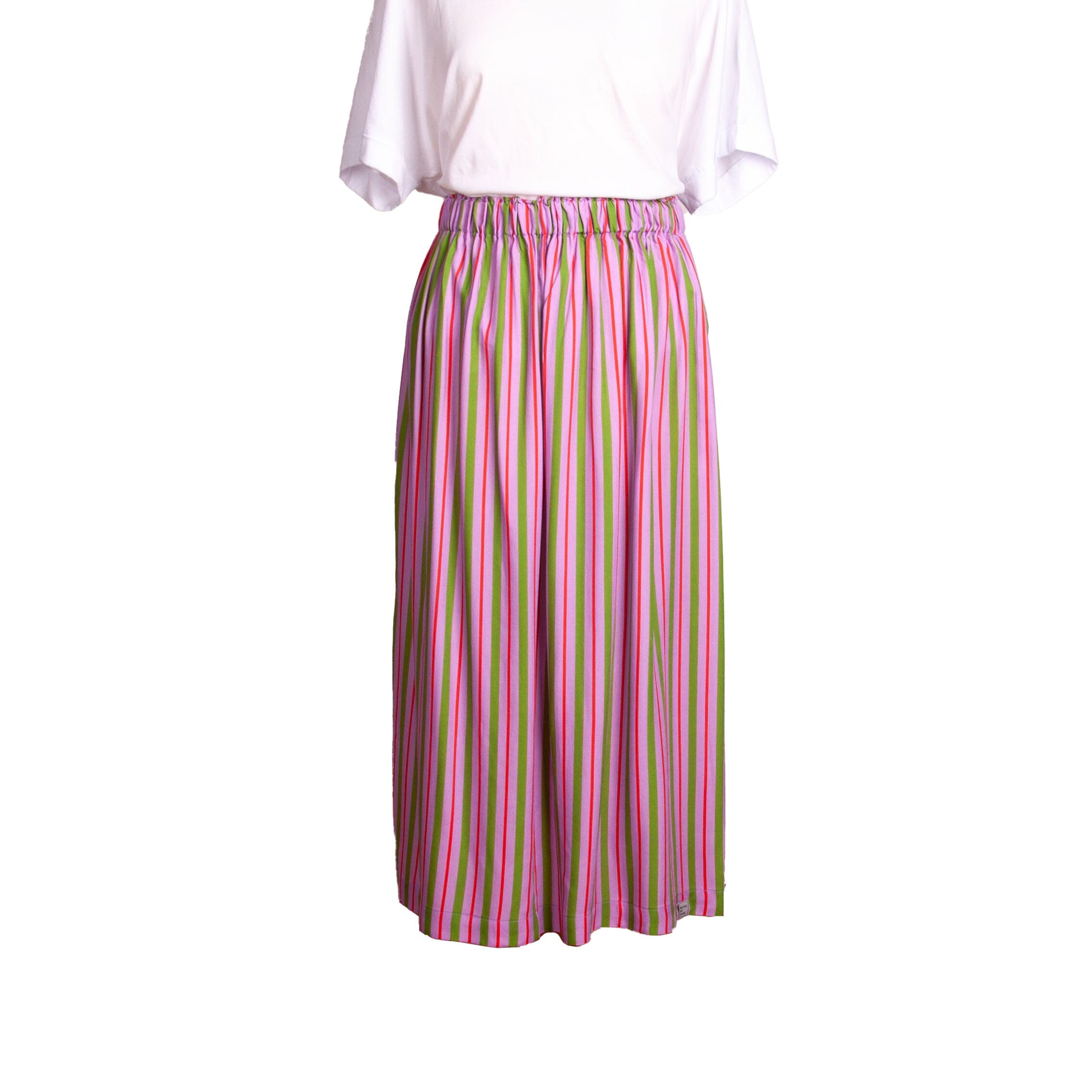 Rock Midi+ "Viskose stripes thin" Rock Matsch mit Sahne Stripes Rot/Flieder/Grün 40/42 (M/L)