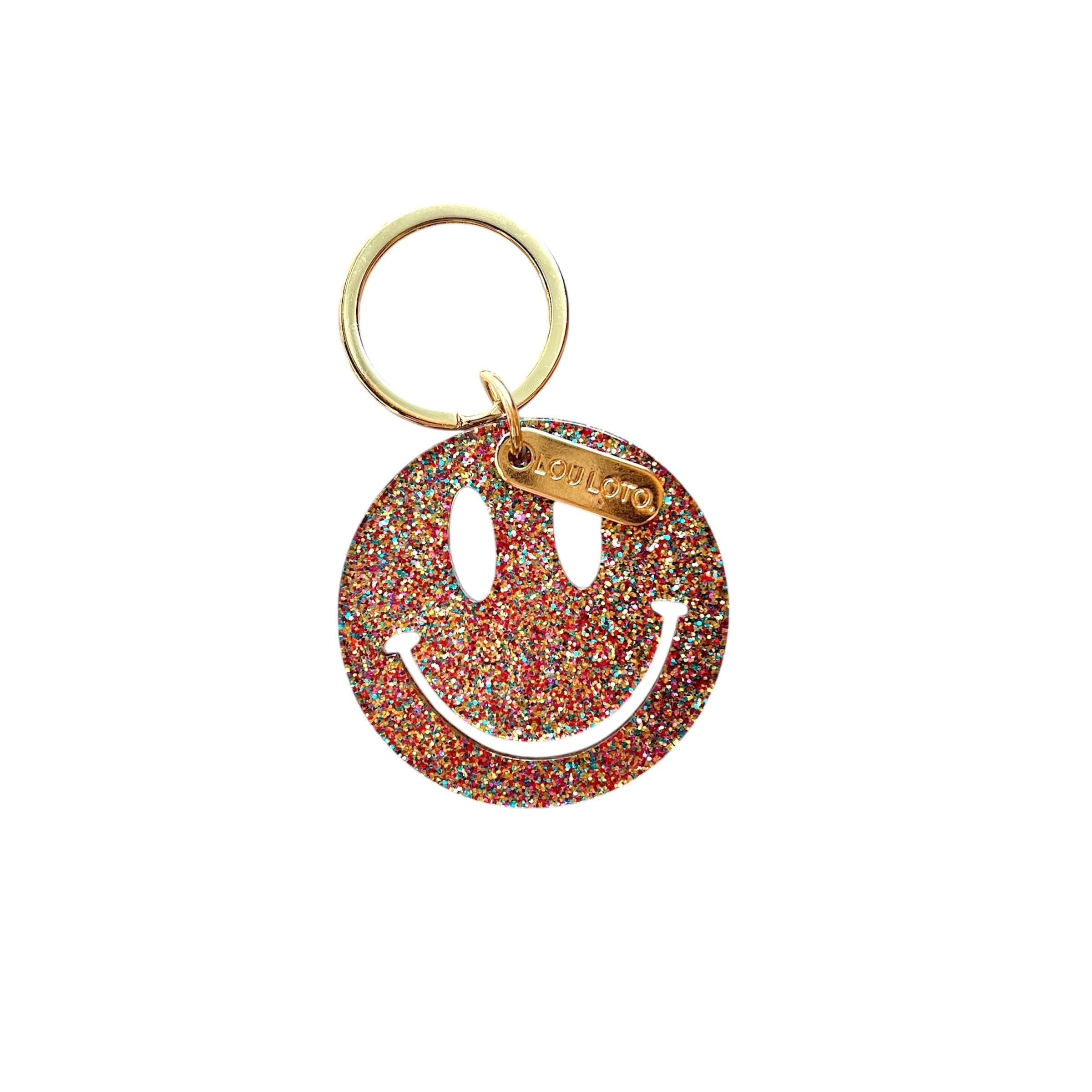 Schlüsselanhänger "Smiley" Schlüsselanhänger LOU LOTO Glitzer Multi