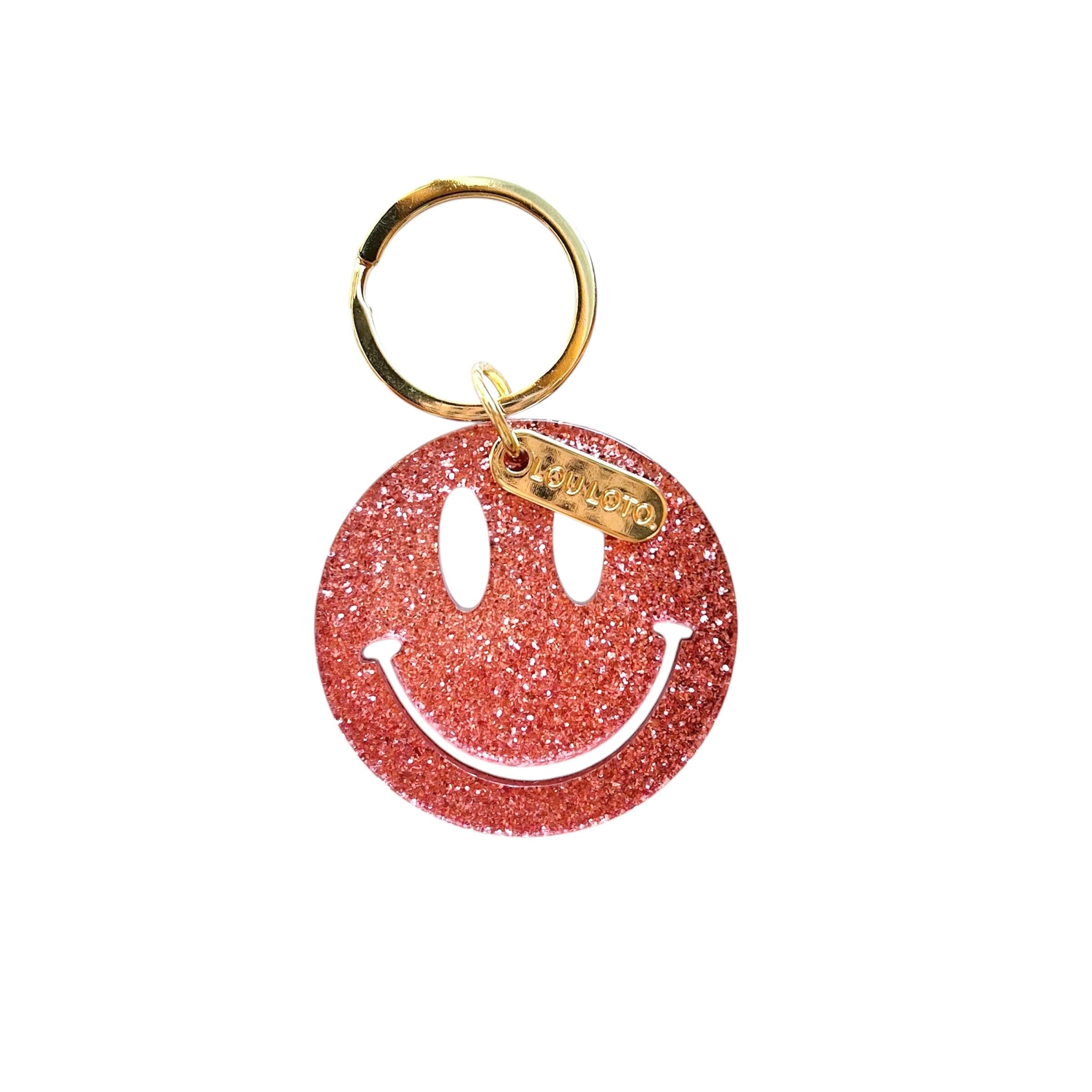 Schlüsselanhänger "Smiley" Schlüsselanhänger LOU LOTO Glitzer Pink