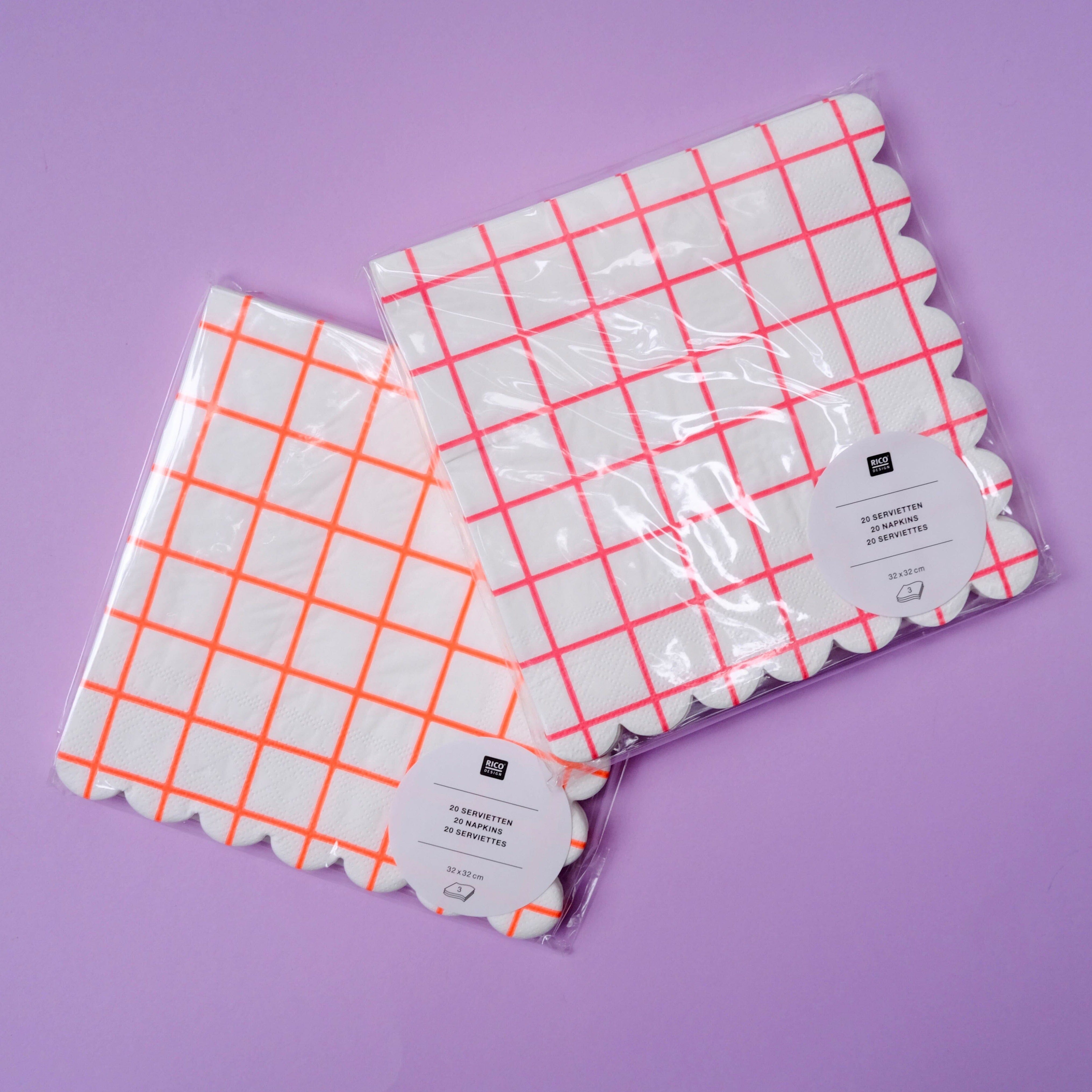 Servietten Grid "Neon Pink" Serviette Rico Design 