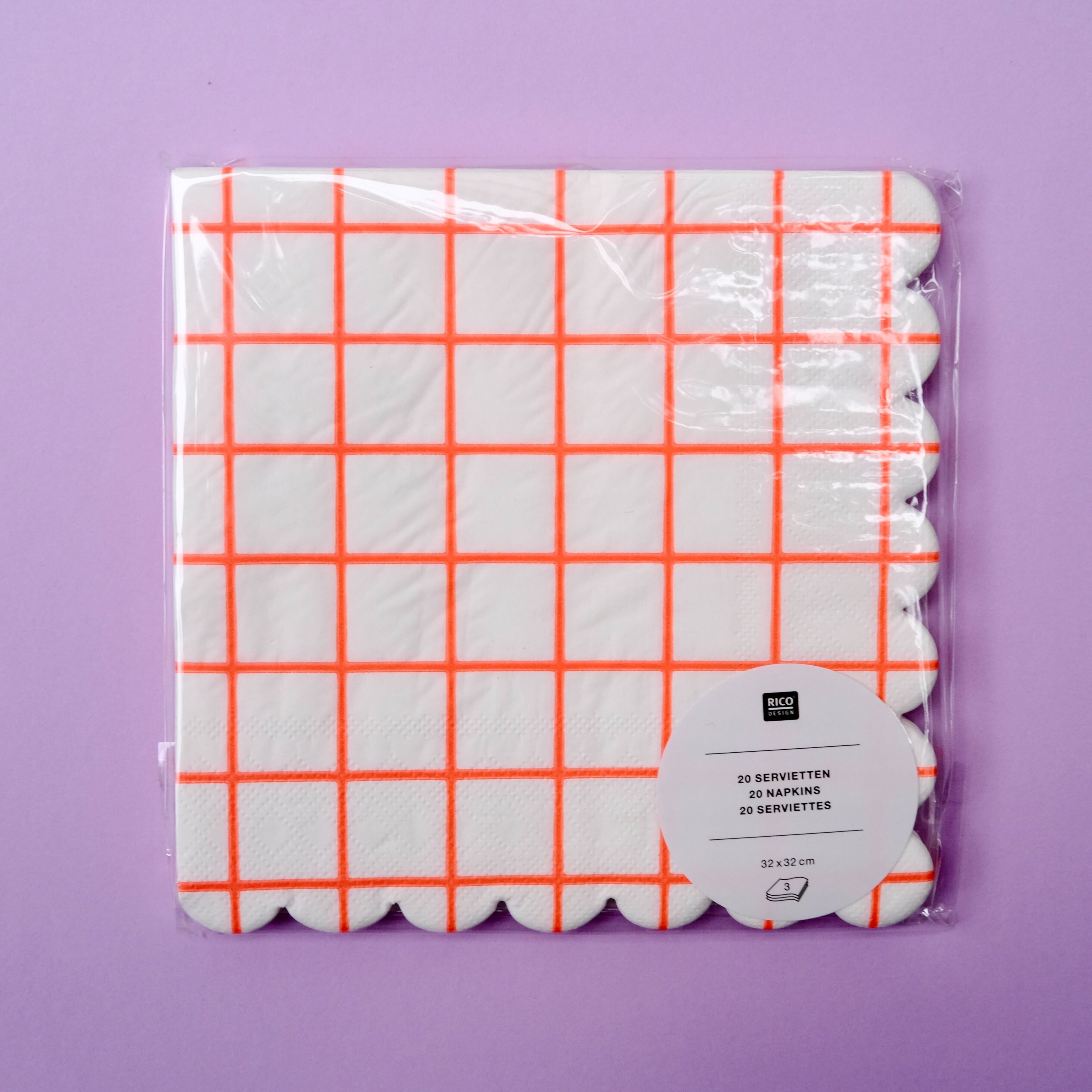 Servietten Grid "Neon Rot" Serviette Rico Design 