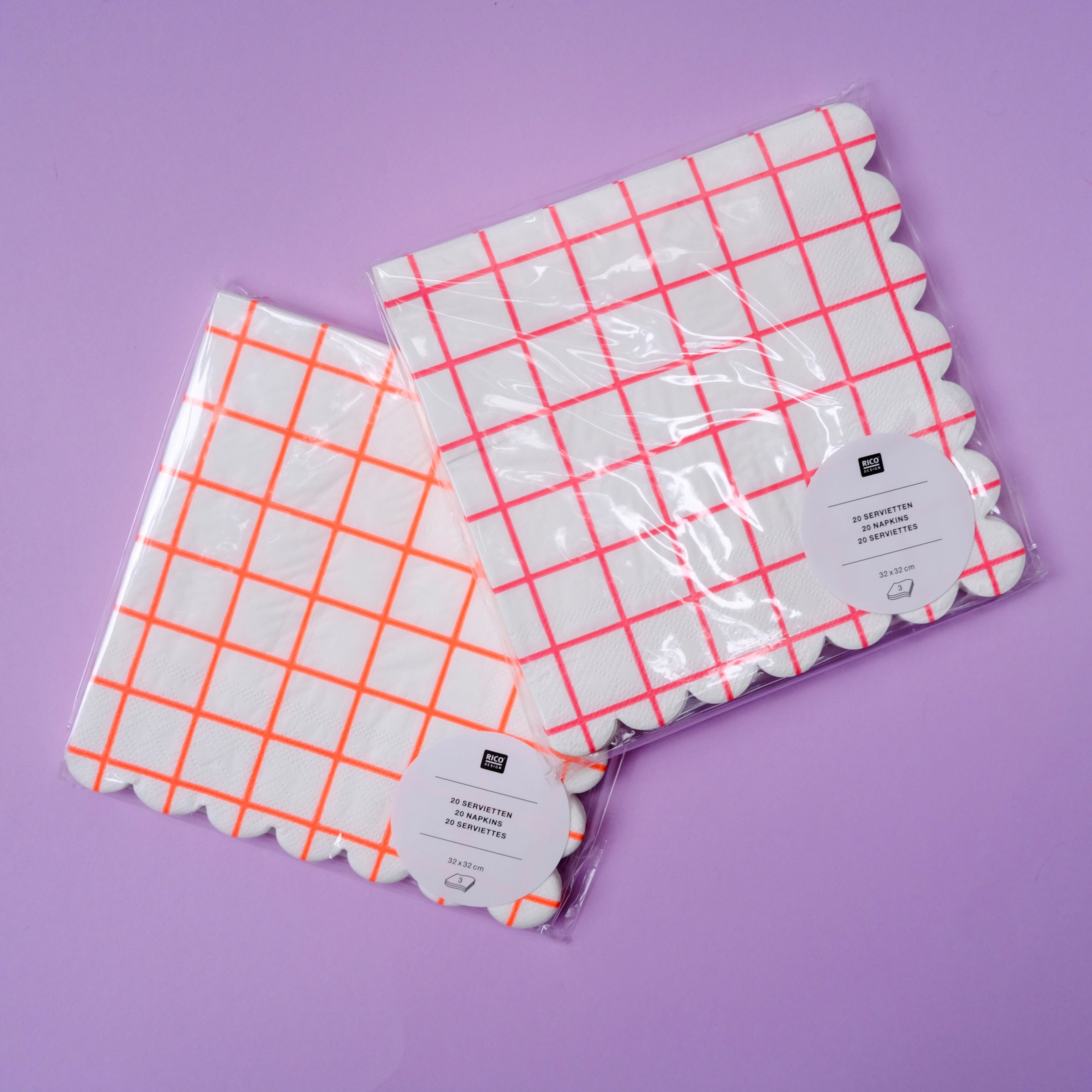 Servietten Grid "Neon Rot" Serviette Rico Design