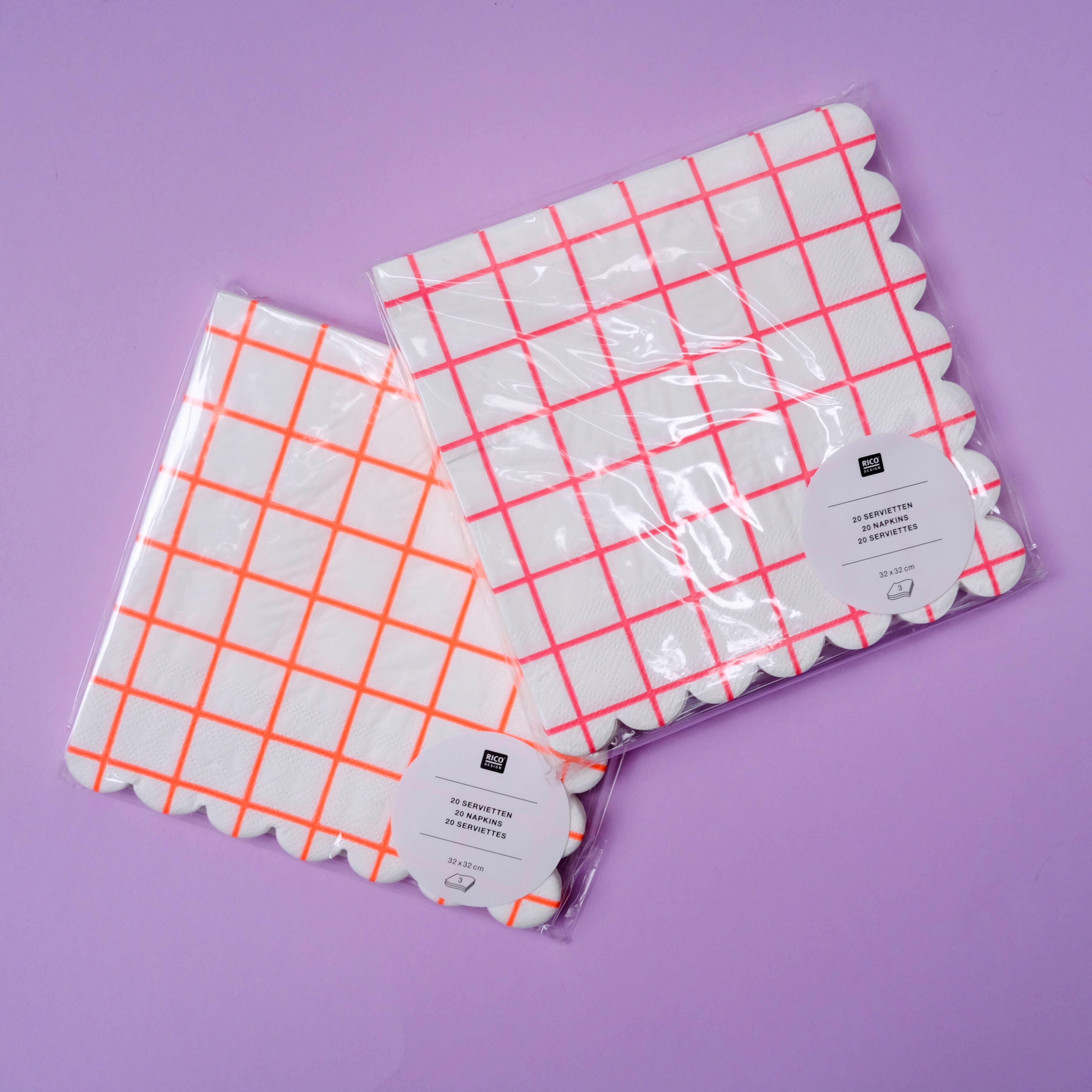 Servietten Grid "Neon Rot" Serviette Rico Design 