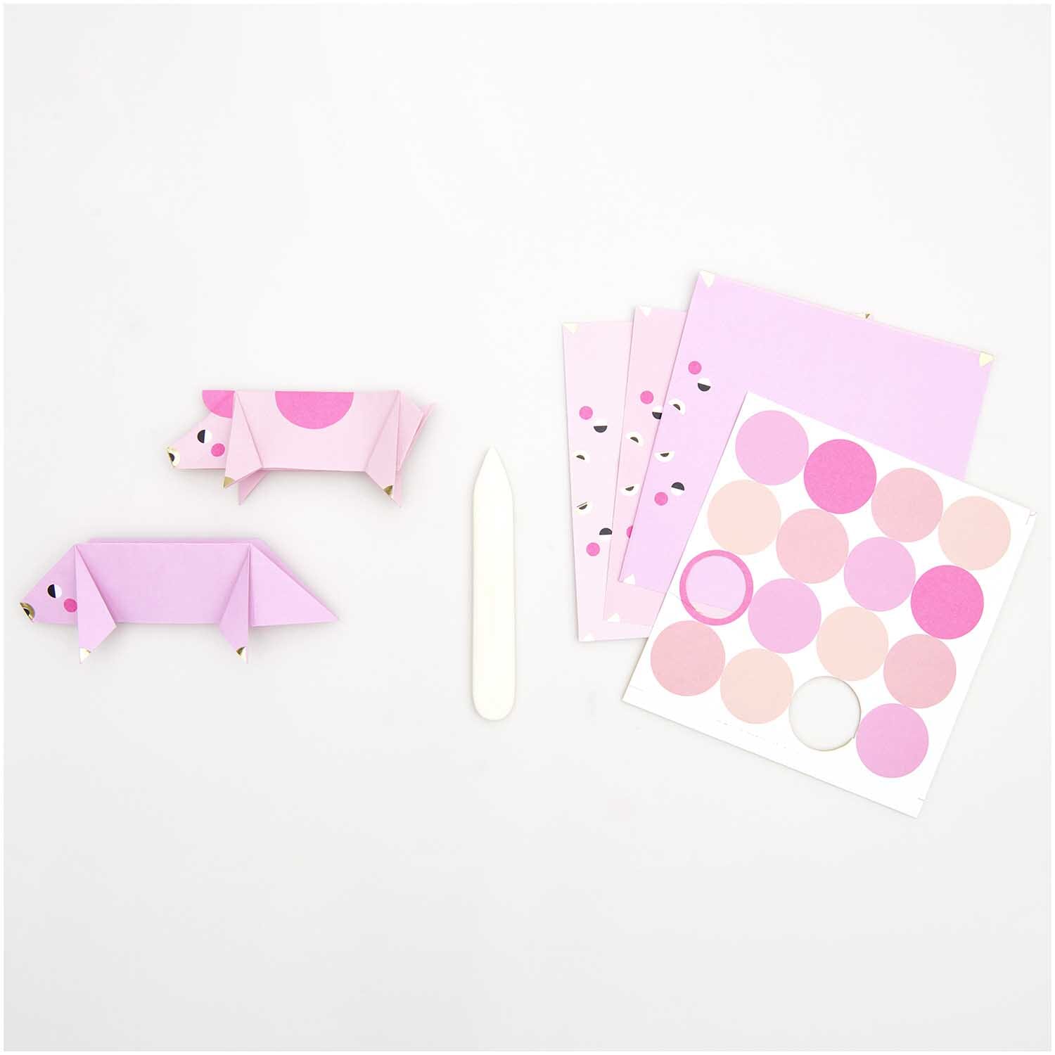Set "Origami Glücksschweinchen" Klappkarte Rico Design 