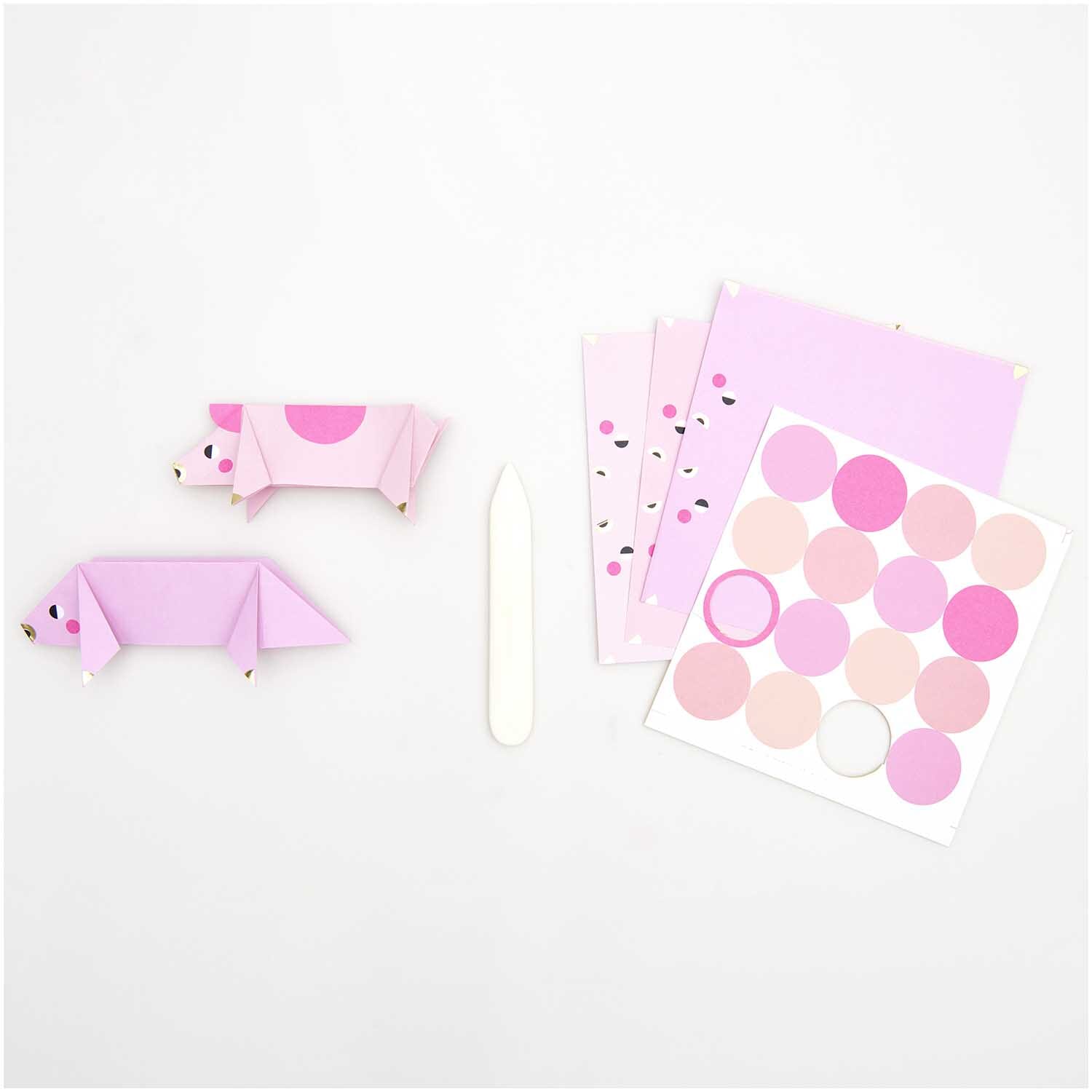 Set "Origami Glücksschweinchen" Klappkarte Rico Design