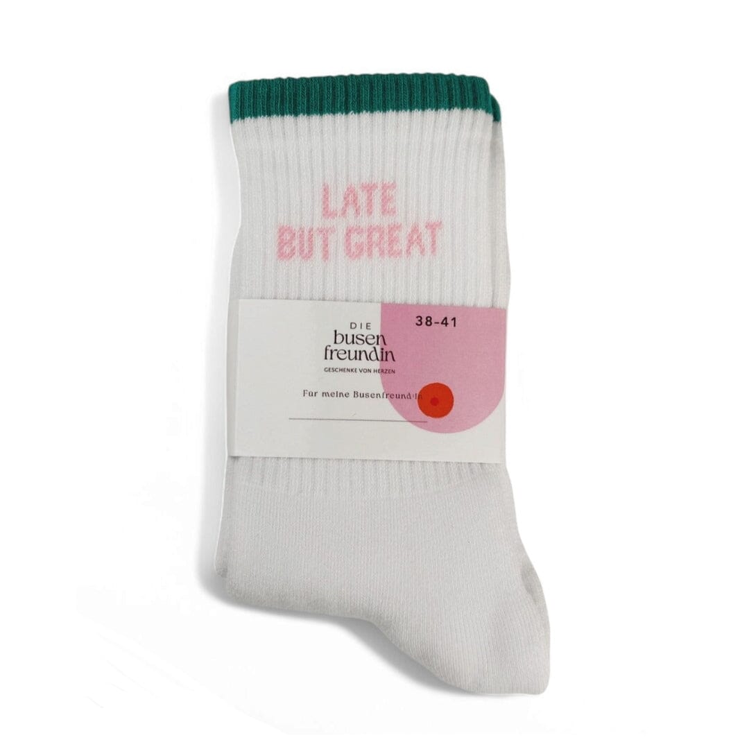 Socken "Late but great" Socken die busenfreundin