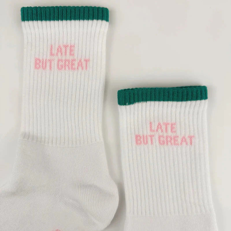 Socken "Late but great" Socken die busenfreundin