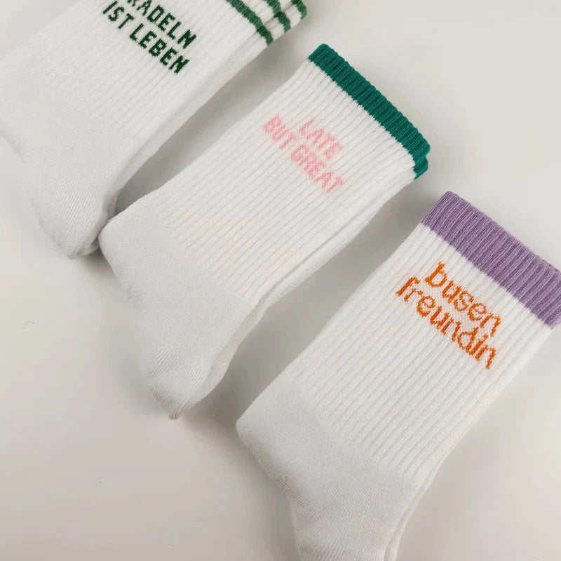 Socken "Late but great" Socken die busenfreundin