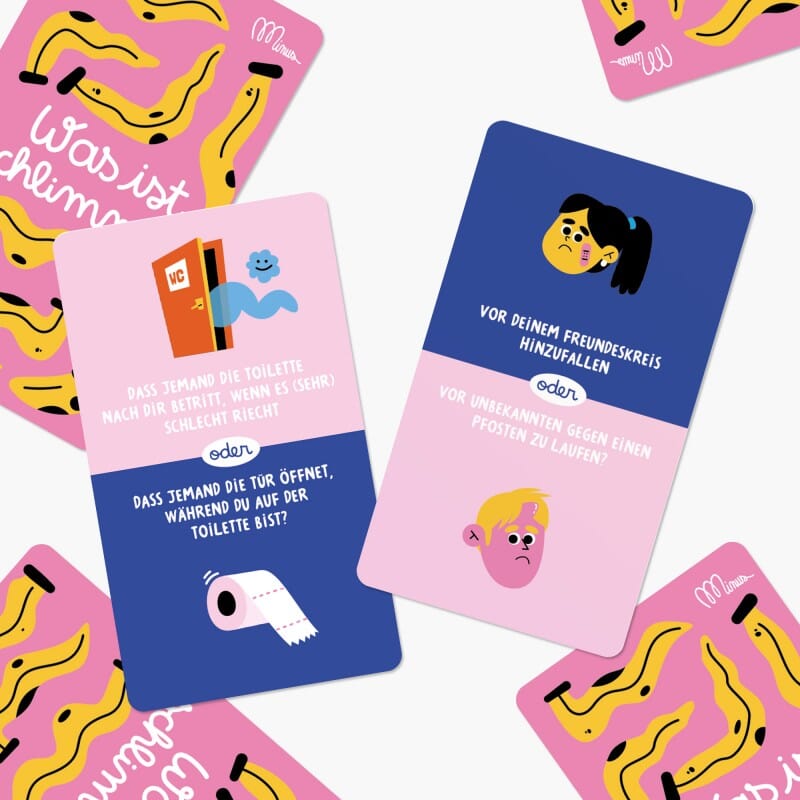 Spiel 5 min "Was ist schlimmer?" Kartenspiel minus Verlag