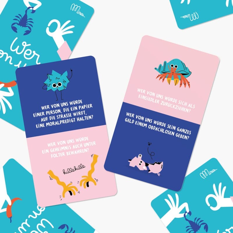 Spiel 5 min "Wer von uns" Kartenspiel minus Verlag