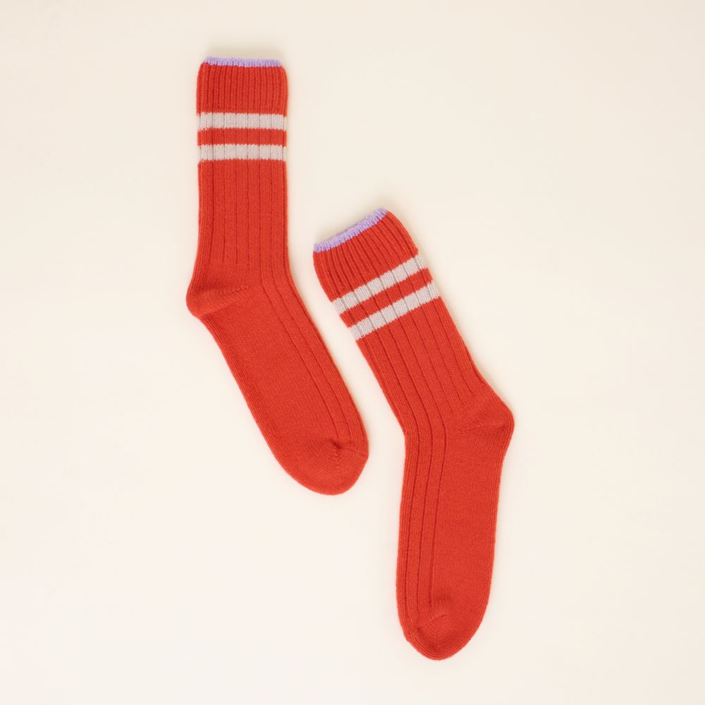 Stricksocken aus Wolle „Streifen" Socken popeia 35-38 Rot