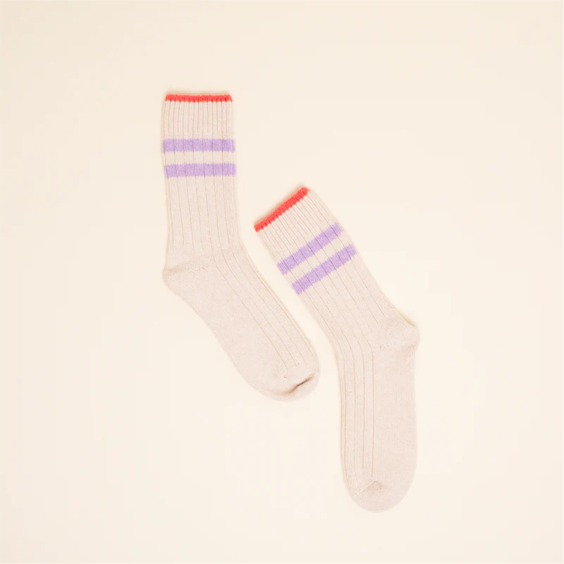 Stricksocken aus Wolle „Streifen" Socken popeia Ecru 35-38