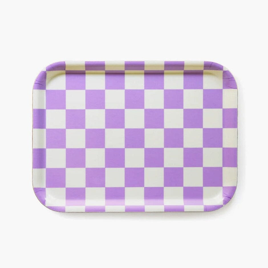 Tablett "Checker Rectangular" Tablett BLU KAT Butter/Lavender