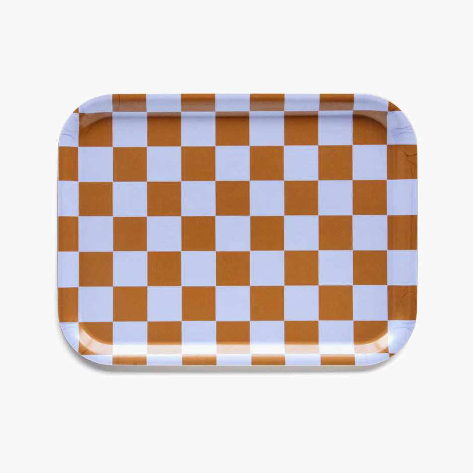 Tablett "Checker Rectangular" Tablett BLU KAT Caramel