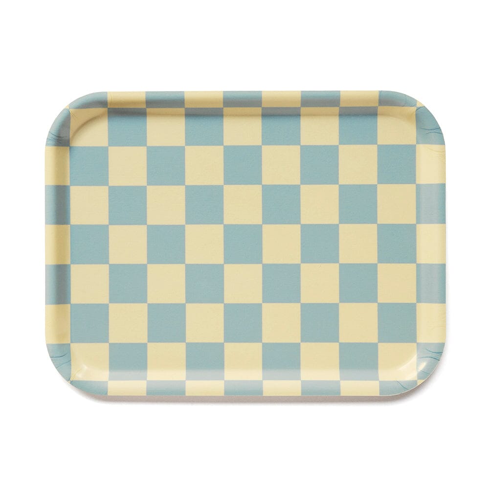 Tablett "Checker Rectangular" Tablett BLU KAT Lemon/Seafoam