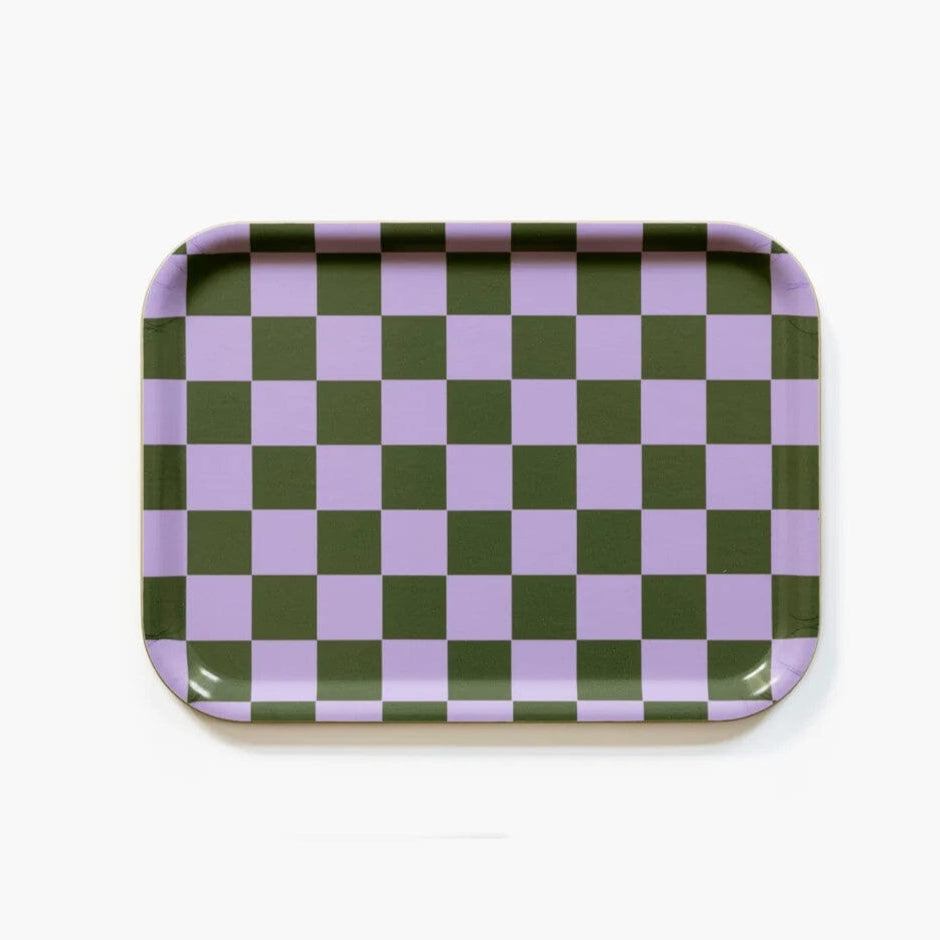 Tablett "Checker Rectangular" Tablett BLU KAT Lilac/Olive