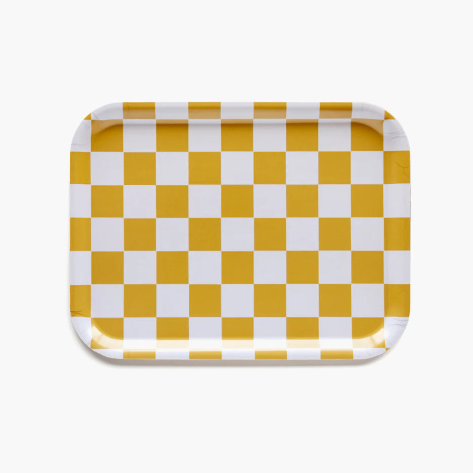 Tablett "Checker Rectangular" Tablett BLU KAT Mustard
