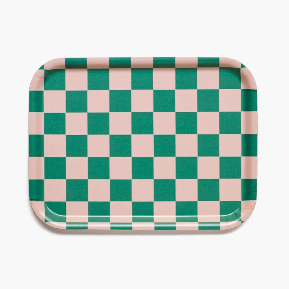 Tablett "Checker Rectangular" Tablett BLU KAT Peach/Tulip