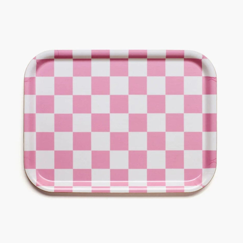 Tablett "Checker Rectangular" Tablett BLU KAT Rasberry/Cream