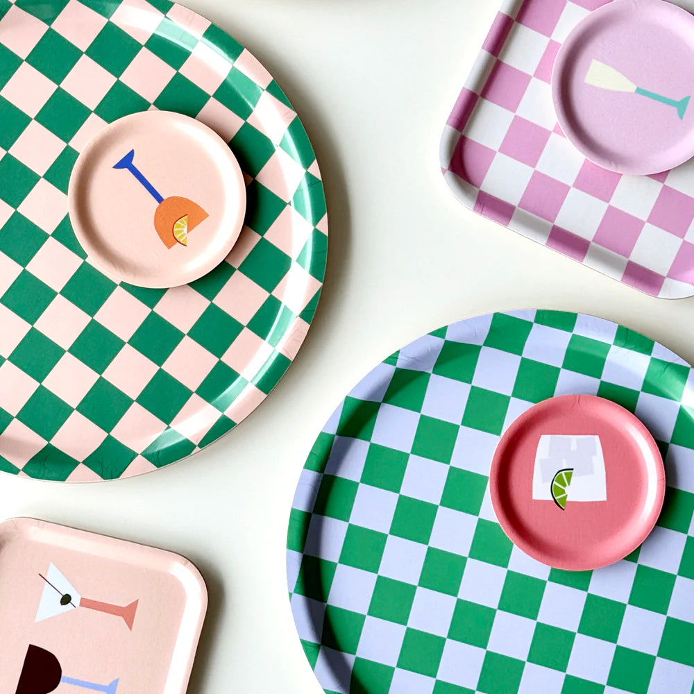 Tablett "Checker Round 31 cm" Tablett BLU KAT