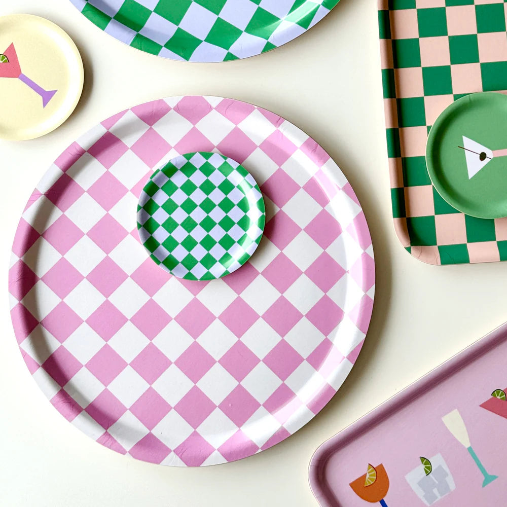 Tablett "Checker Round 31 cm" Tablett BLU KAT