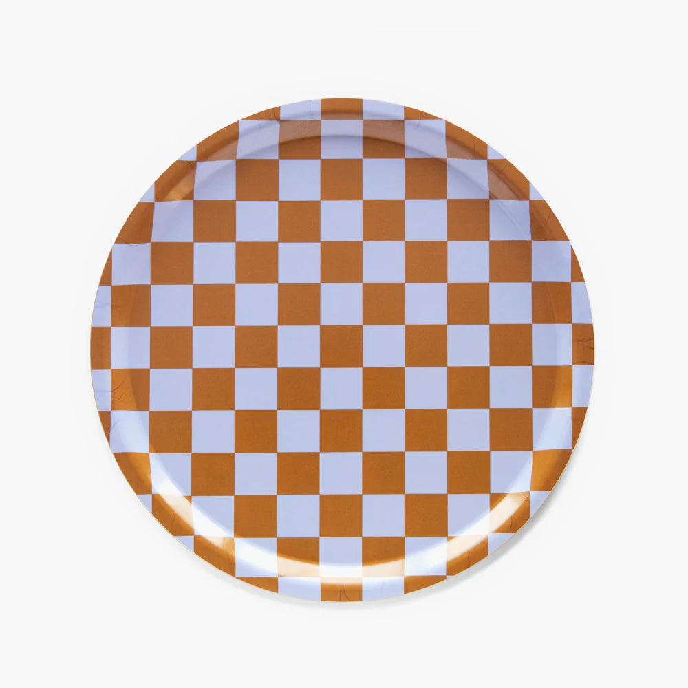 Tablett "Checker Round 31 cm" Tablett BLU KAT Caramel