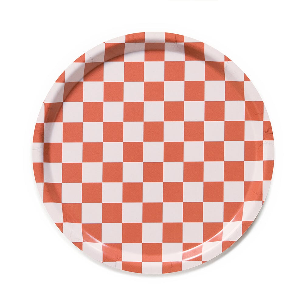 Tablett "Checker Round 31 cm" Tablett BLU KAT Coral Sand