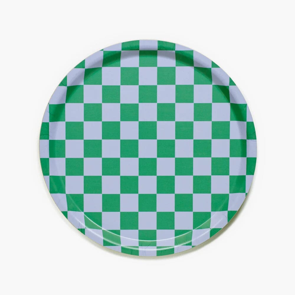 Tablett "Checker Round 31 cm" Tablett BLU KAT Grass/Sky