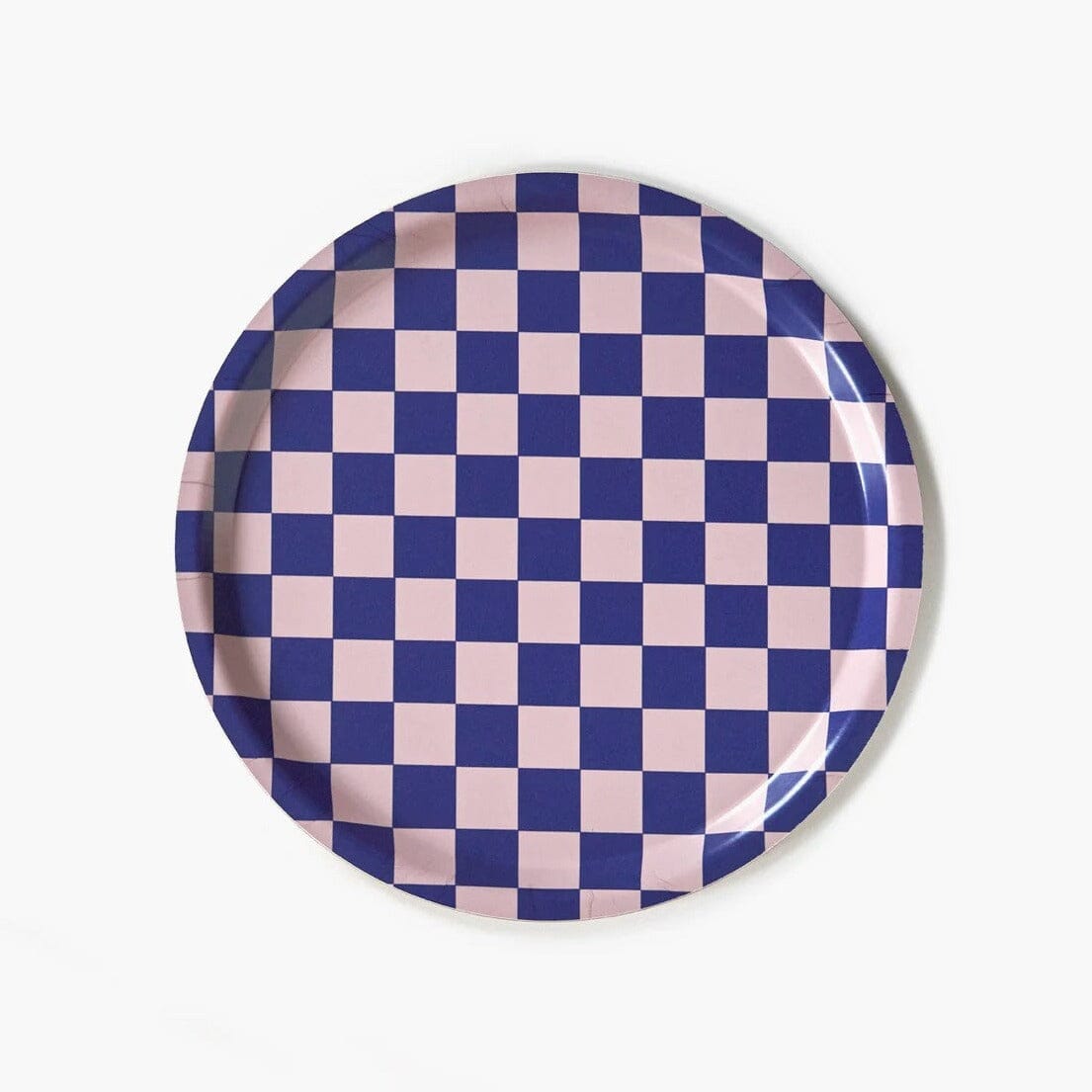 Tablett "Checker Round 31 cm" Tablett BLU KAT Indigo/Almond