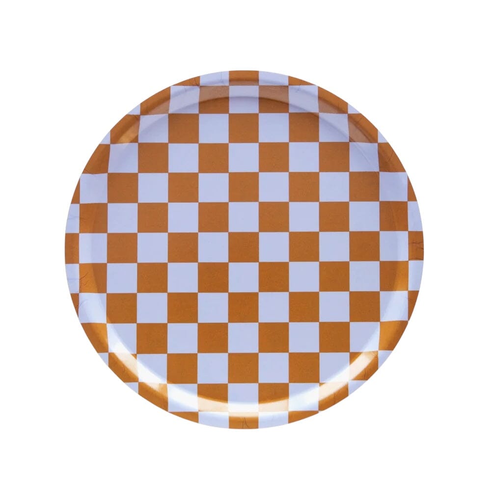 Tablett "Checker Round 31 cm" Tablett BLU KAT Lilac/Caramel