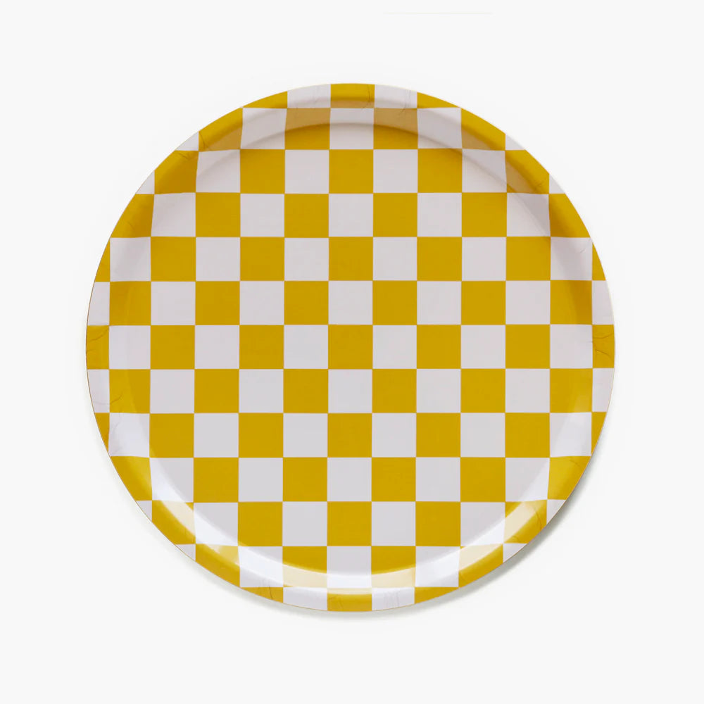 Tablett "Checker Round 31 cm" Tablett BLU KAT Mustard