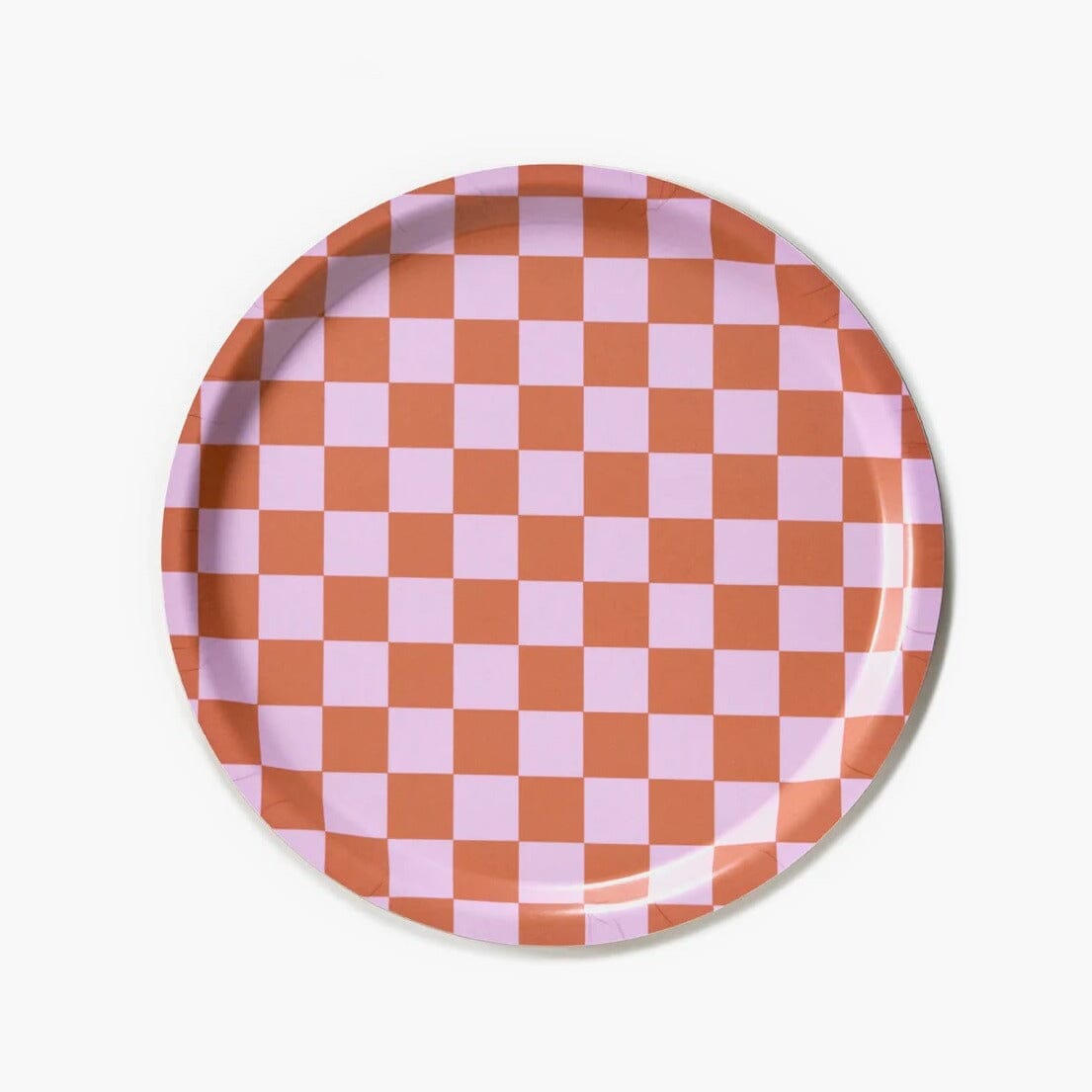 Tablett "Checker Round 31 cm" Tablett BLU KAT Orange/Pink
