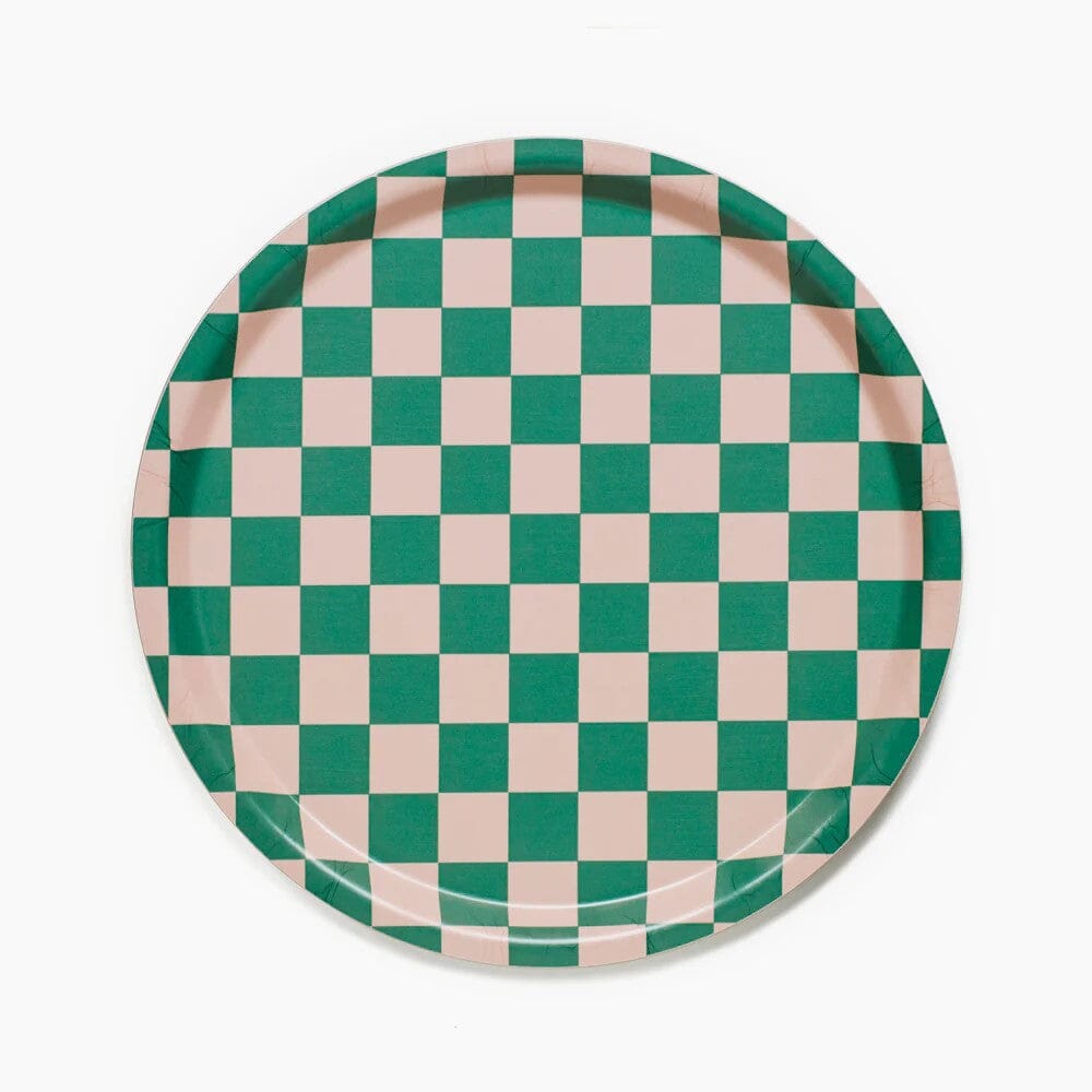 Tablett "Checker Round 31 cm" Tablett BLU KAT Peach/Tulip
