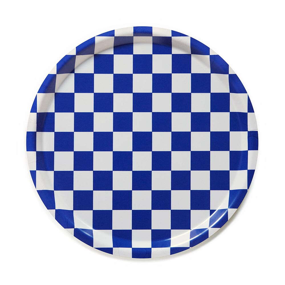 Tablett "Checker Round 31 cm" Tablett BLU KAT Sea Salt