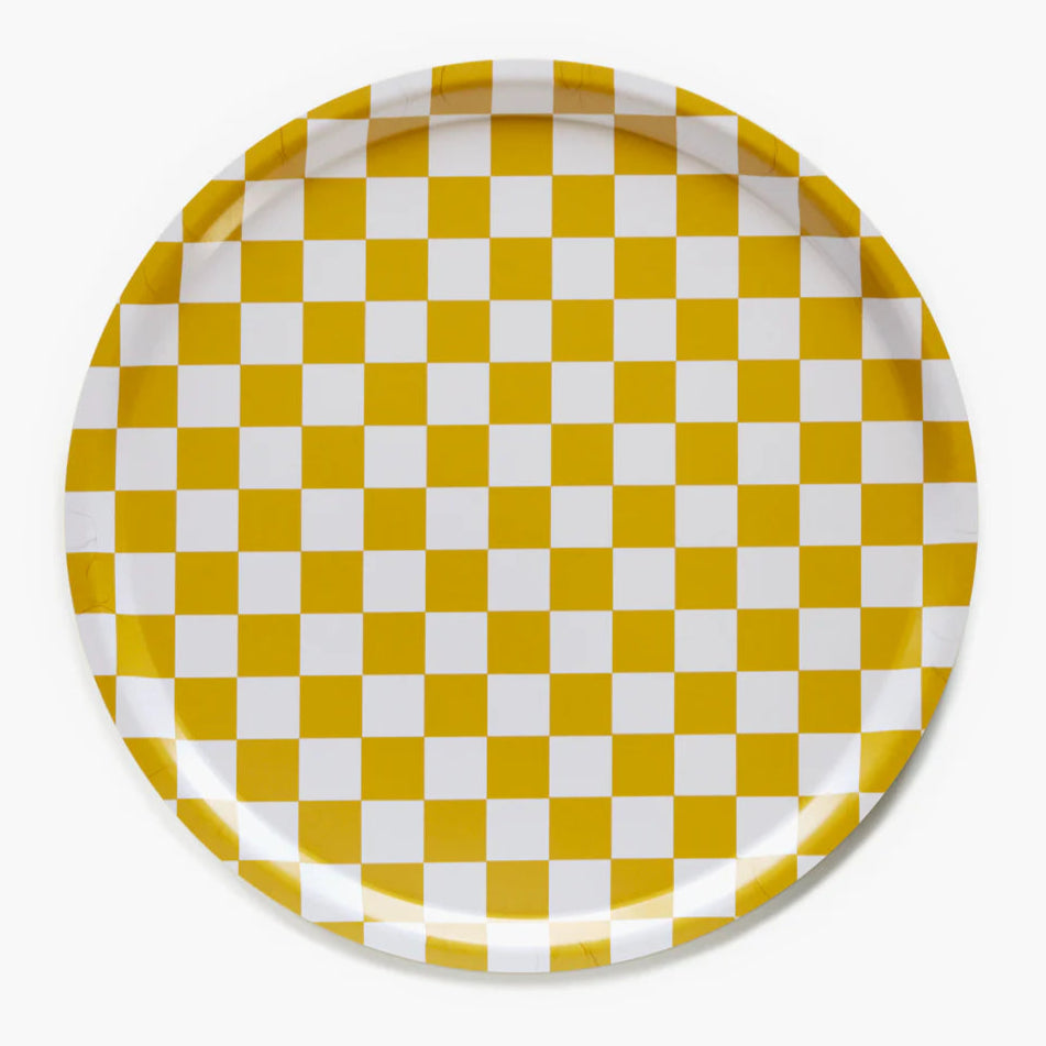 Tablett "Checker Round 38 cm" Tablett BLU KAT Mustard