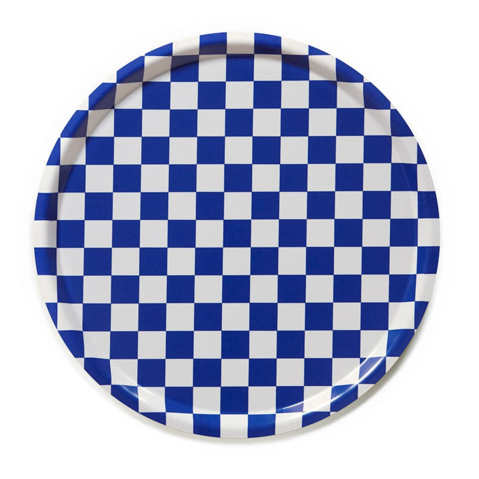 Tablett "Checker Round 38 cm" Tablett BLU KAT Sea Salt