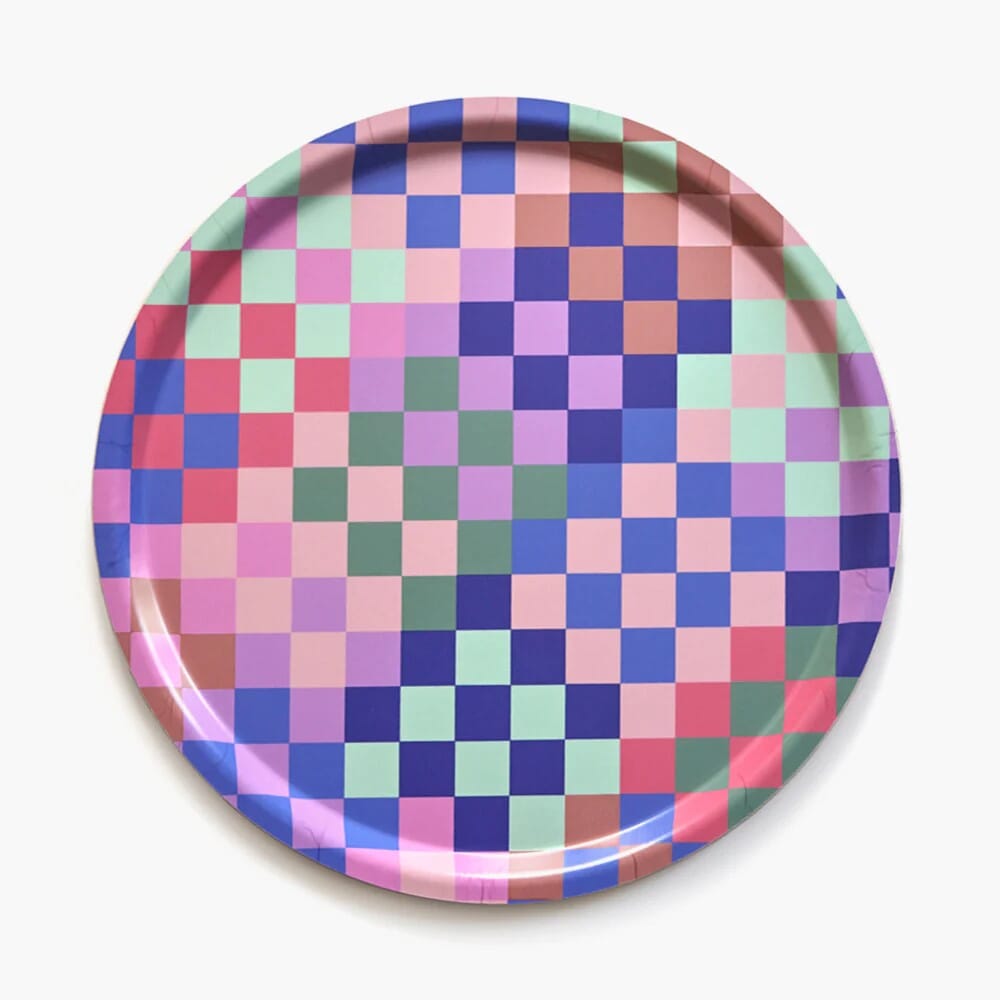 Tablett "Checker Round Multicolor 38 cm" Tablett BLU KAT