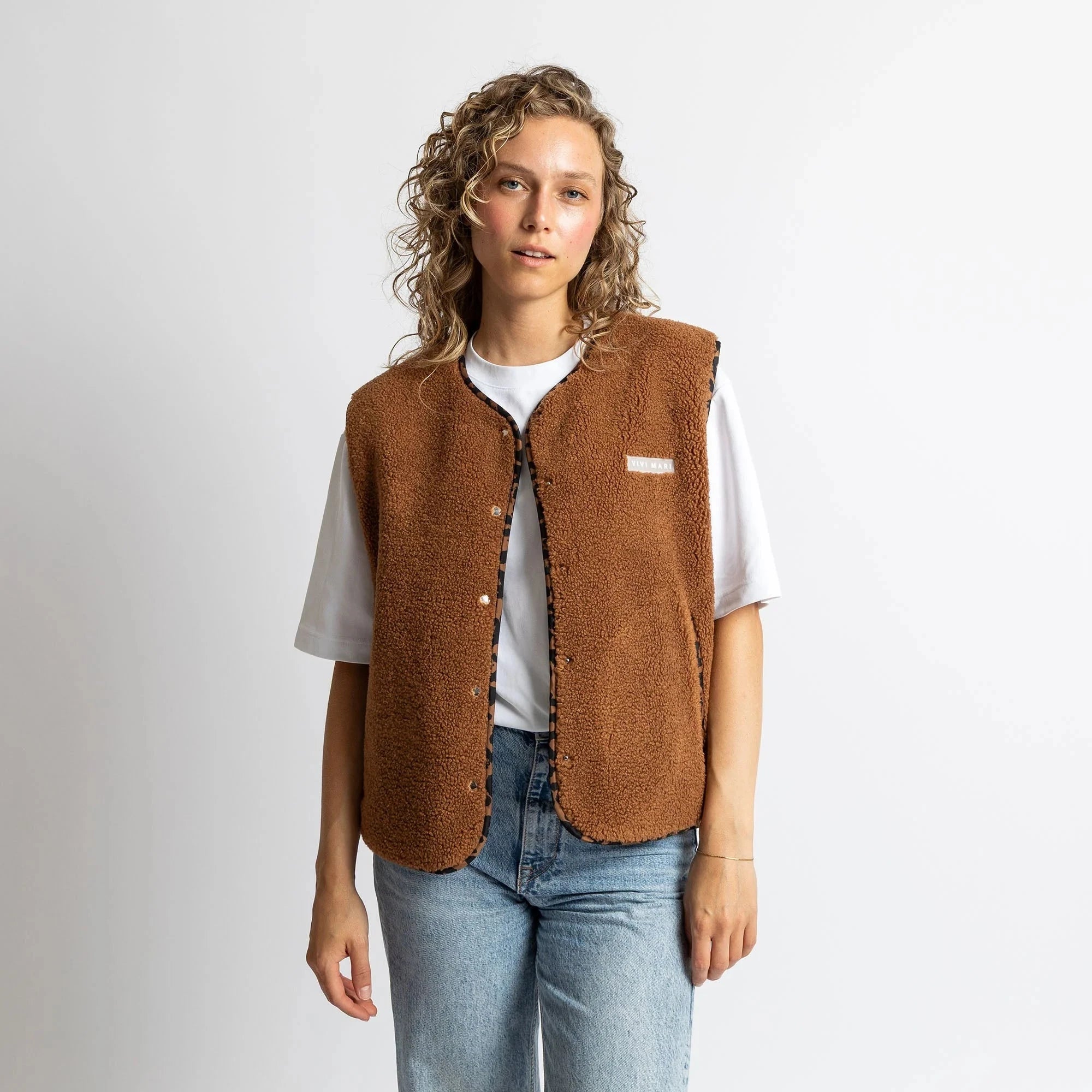 Teddy Fleece Weste Weste Vivi Mari caramel S/M