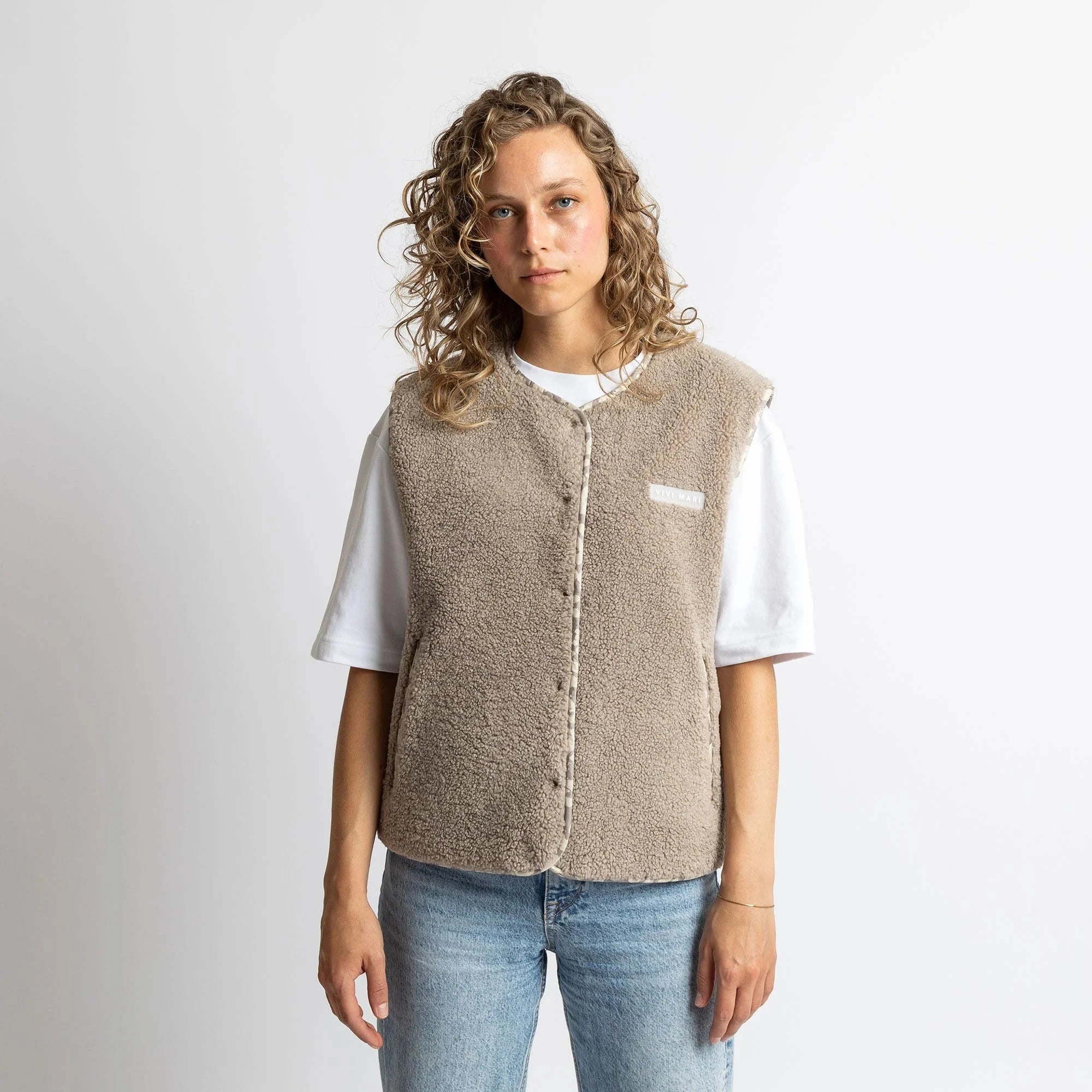 Teddy Fleece Weste Weste Vivi Mari mushroom S/M