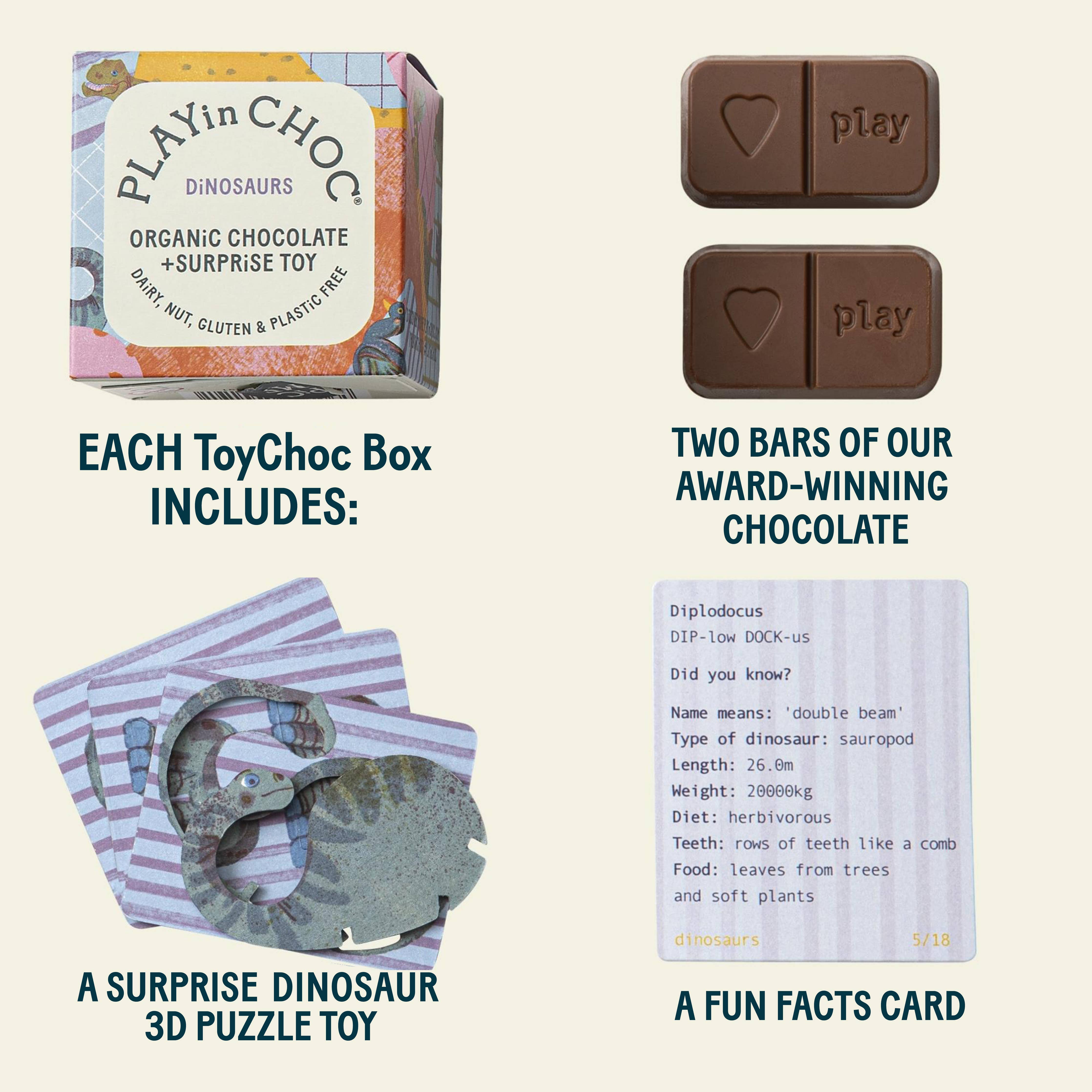 ToyChoc Box "Dinosaurier" Süßigkeit PLAYin CHOC