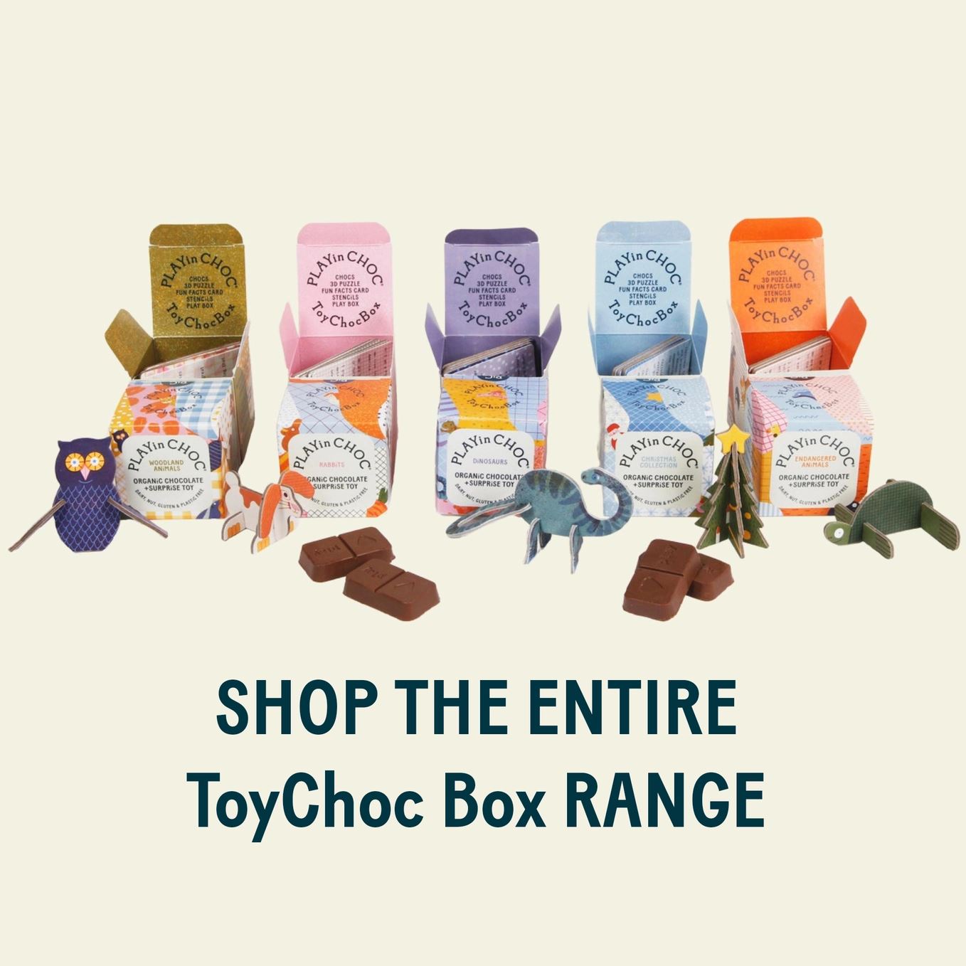 ToyChoc Box "gefährdete Tierarten" Süßigkeit PLAYin CHOC