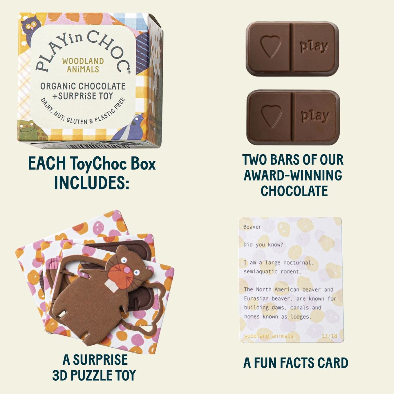 ToyChoc Box "Waldtiere" Süßigkeit PLAYin CHOC