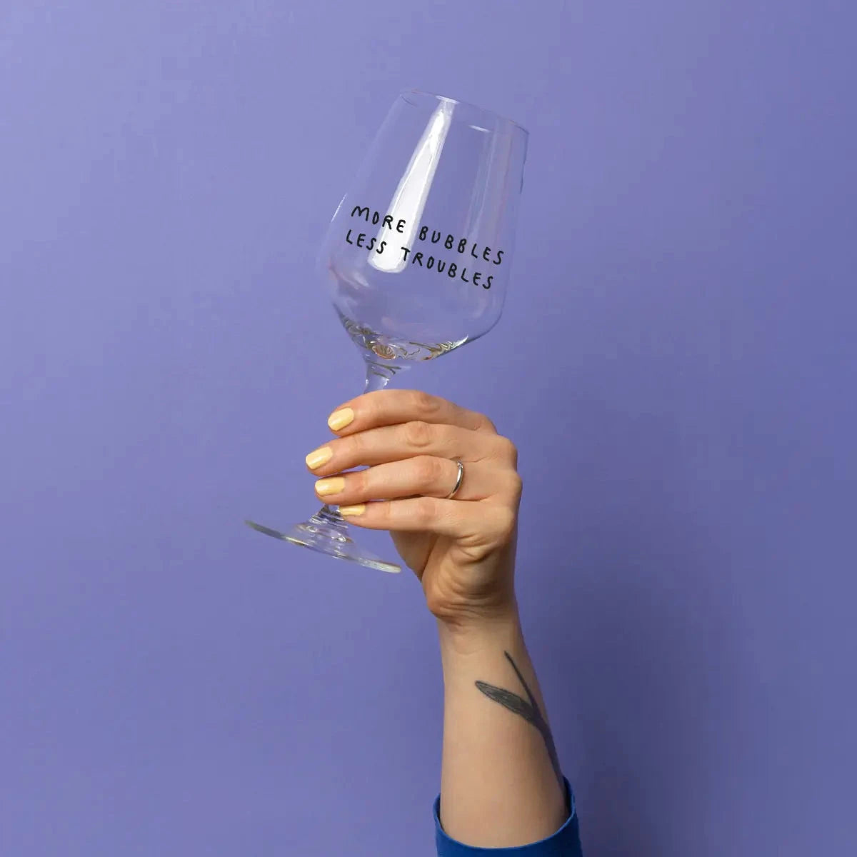 Weinglas "More Bubbles Less Troubles" Weinglas selekkt
