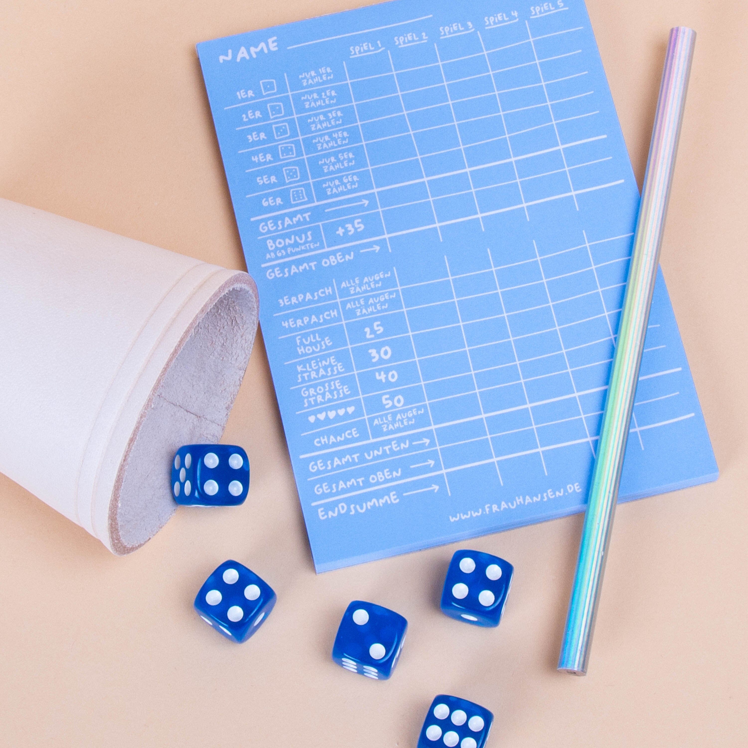 Würfelspiel "5er Set" Kartenspiel Frau Hansen