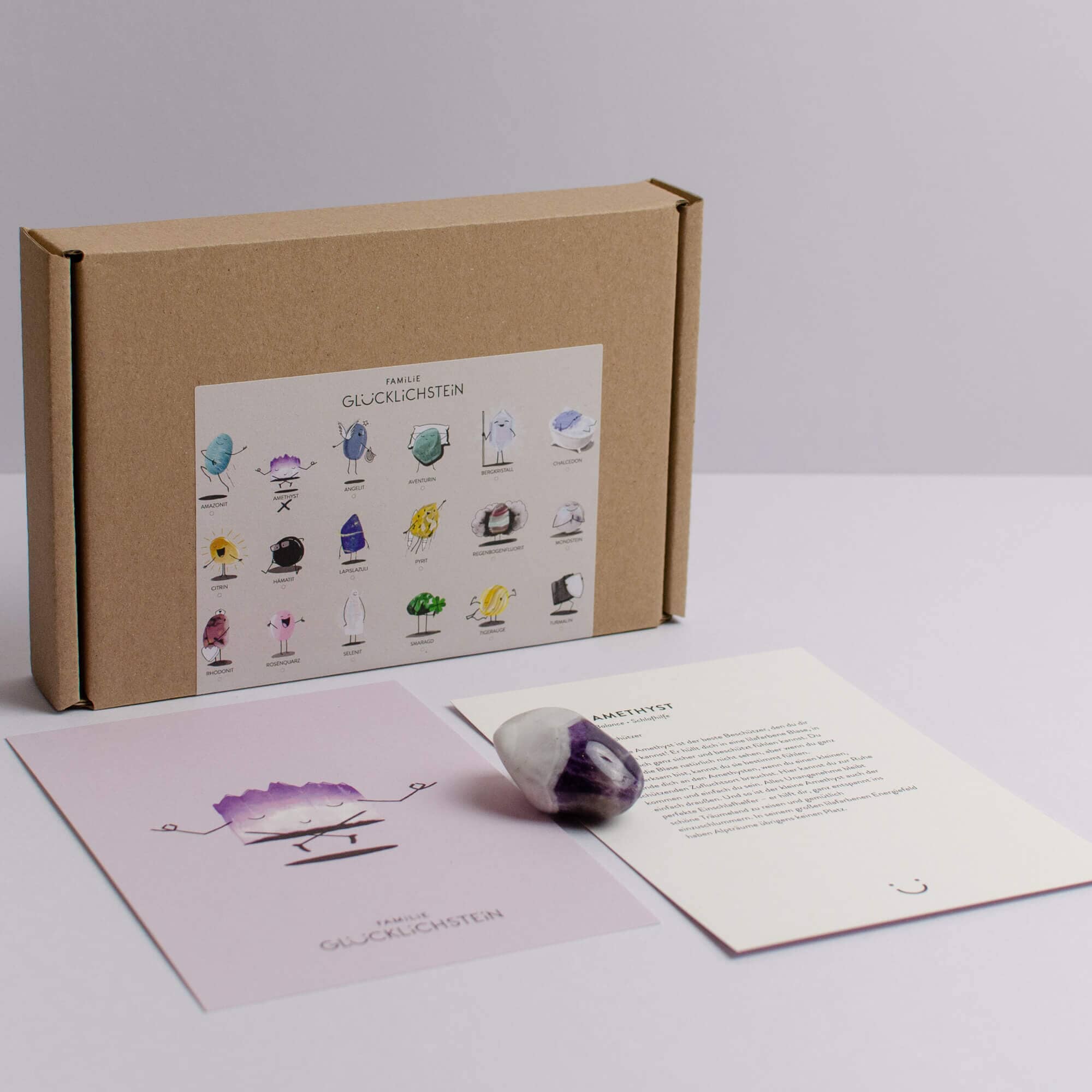 Amethyst (Schutz, Balance und Schlafhilfe) Heilsteine Familie Glücklichstein