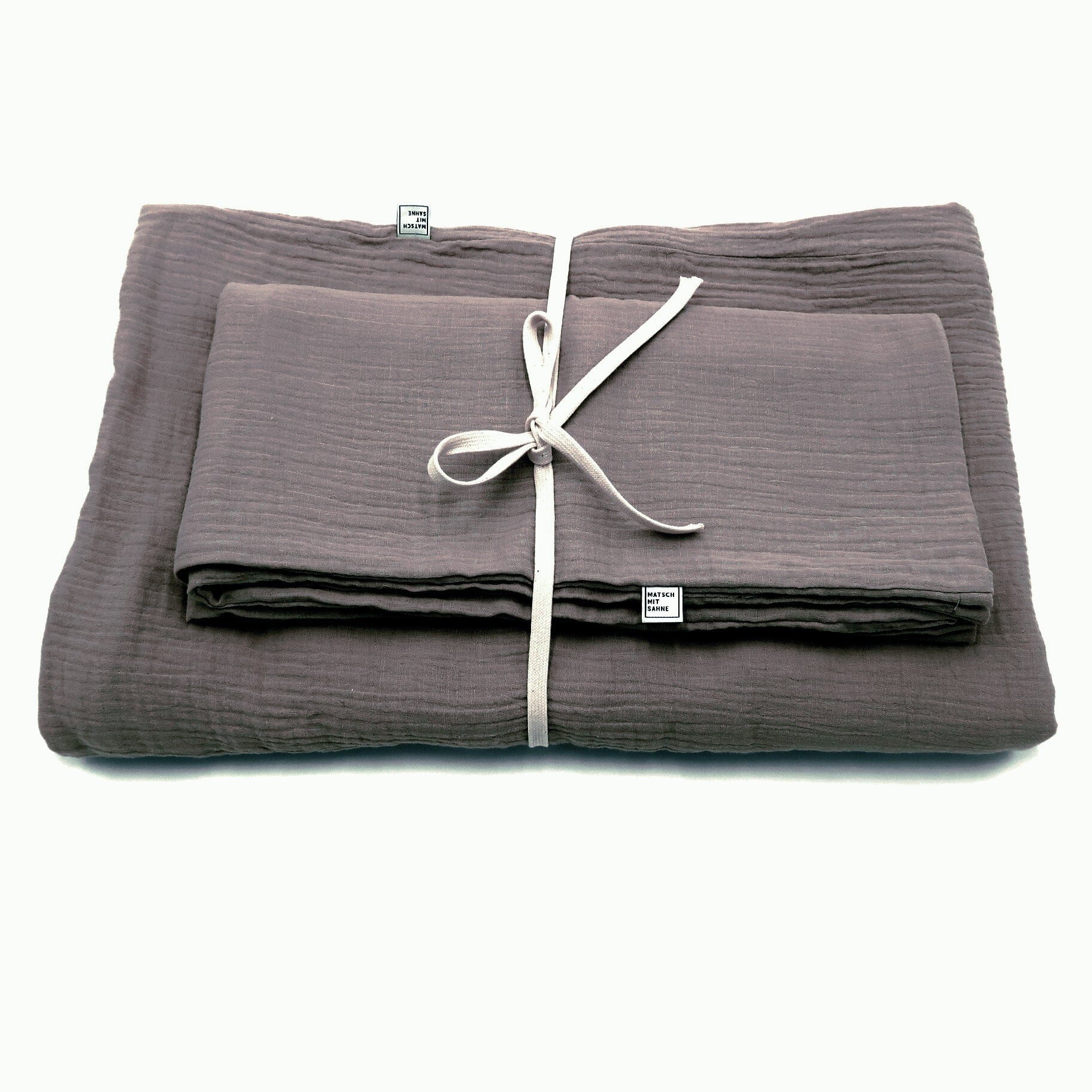Bettwäsche Maxi (135 x 200 / 80 x 80 cm) Bettwäsche Matsch mit Sahne Asche