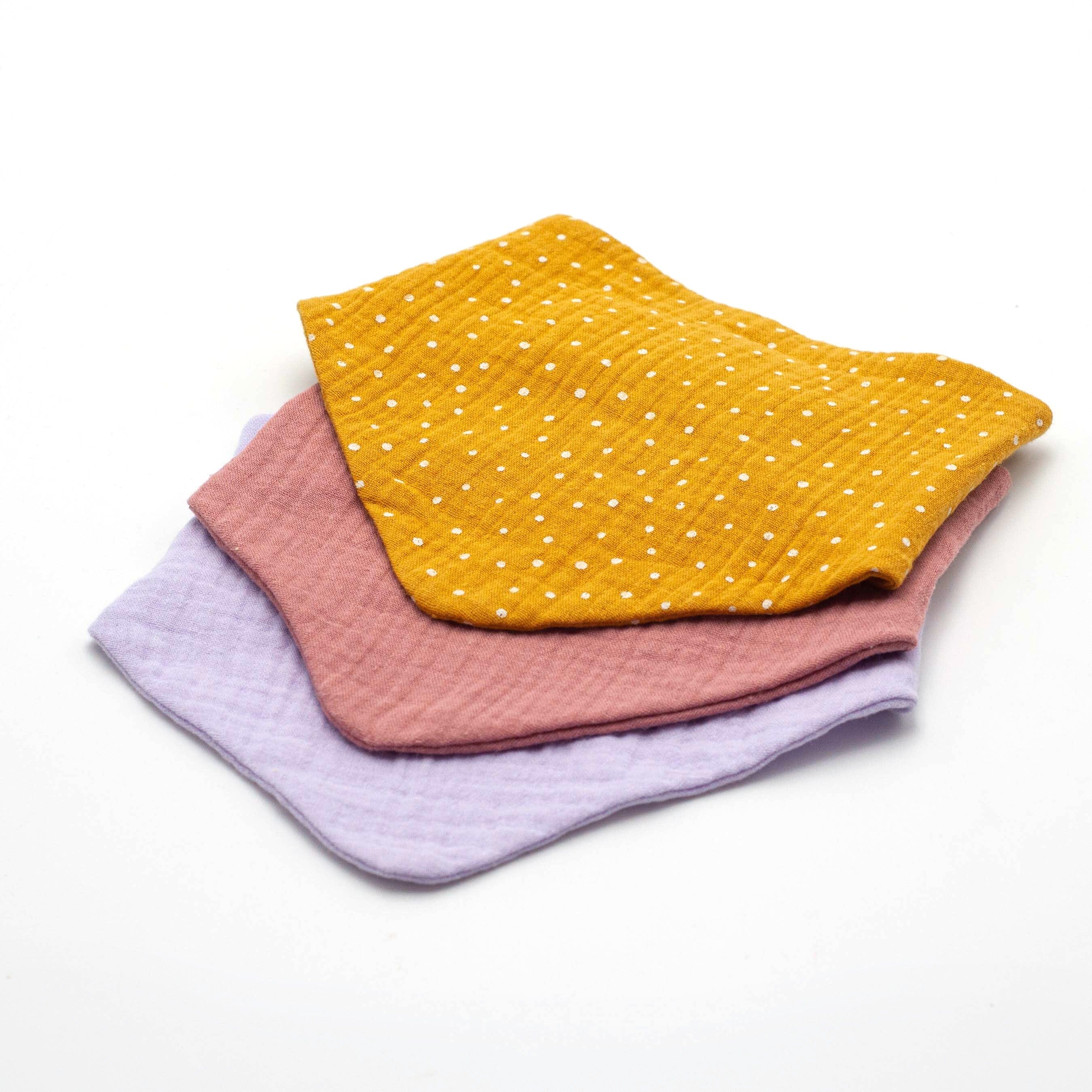 Dreieckstuch Baby 3er Set Matsch mit Sahne Flieder/Altrosa/Curry getupft