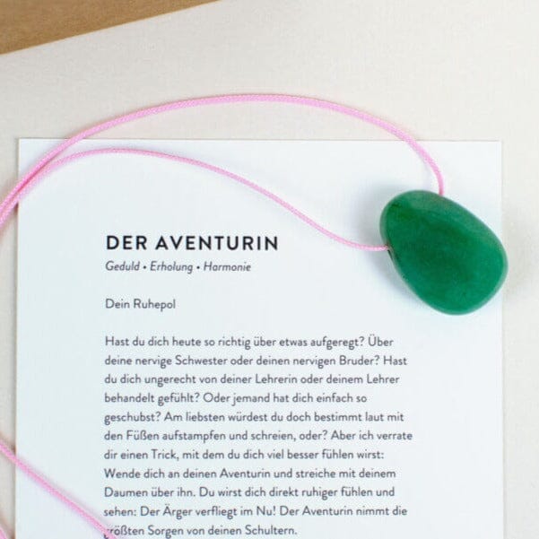 Kette mit Anhänger Aventurin "Geduld, Erholung, Harmonie" Heilsteine Familie Glücklichstein