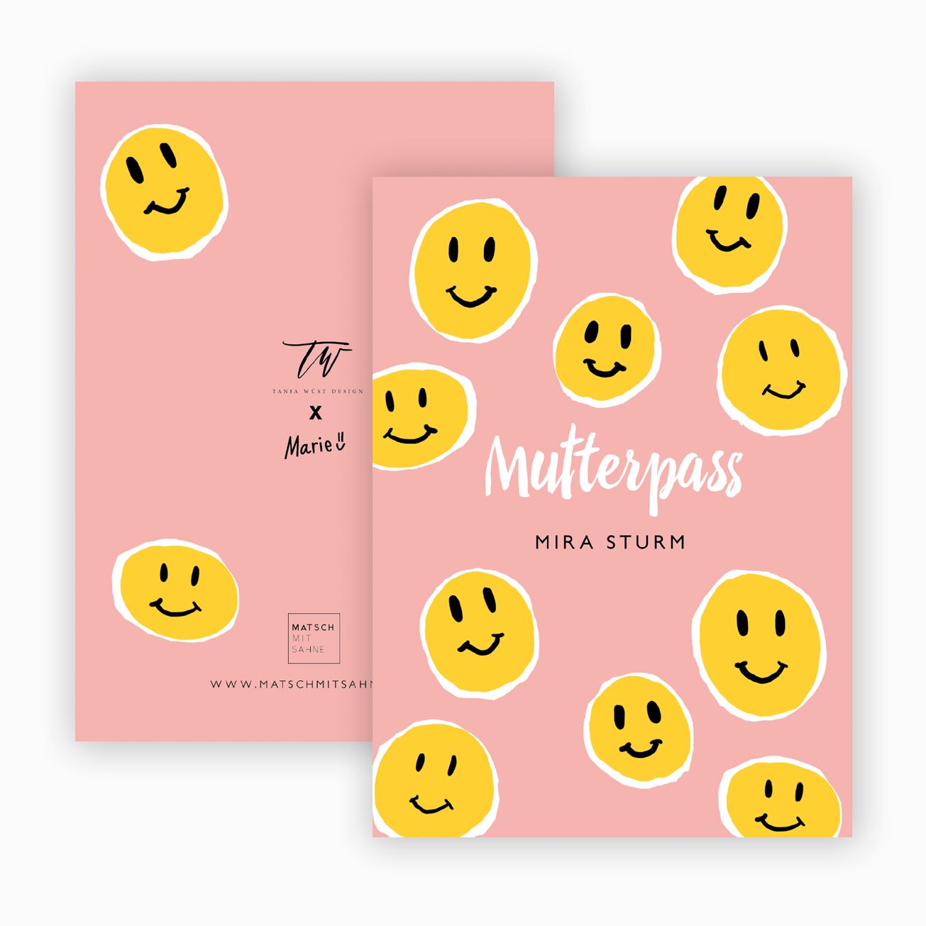 Mutterpasshülle (personalisierbar) ALT Mutterpasshülle Matsch mit Sahne Smiley x Marie (LIMITED)