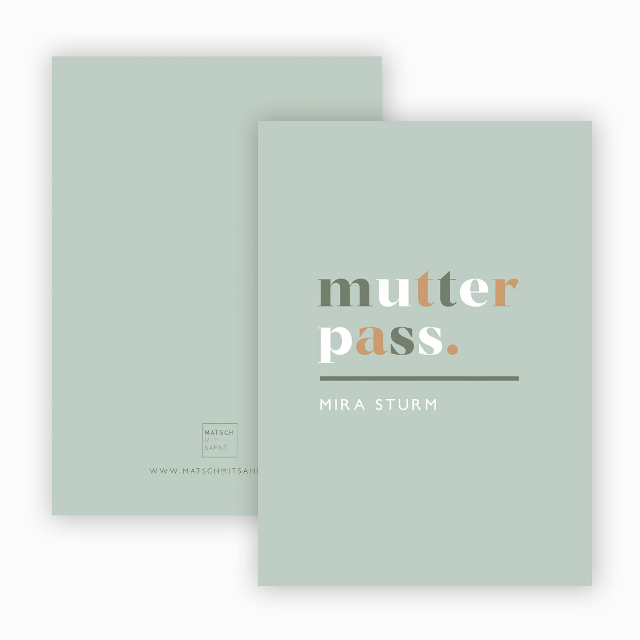 Mutterpasshülle (personalisierbar) ALT Mutterpasshülle Matsch mit Sahne Typo Mint